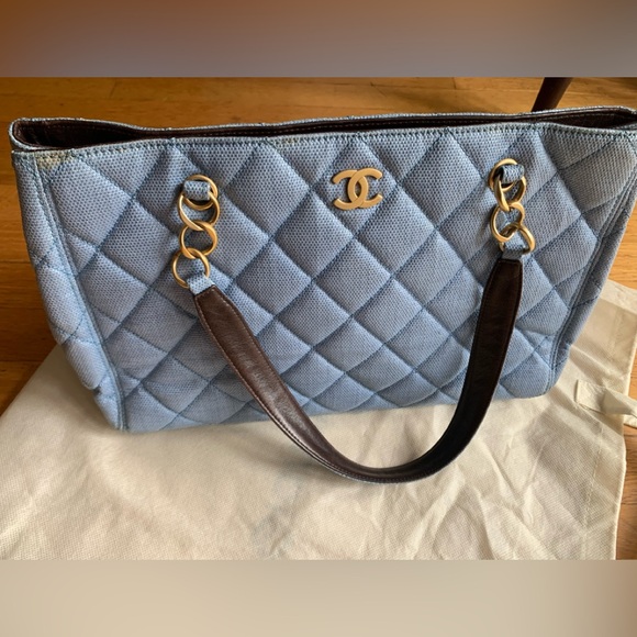 Authentic Chanel Rafia Denim Tote💕 - Picture 4 of 15